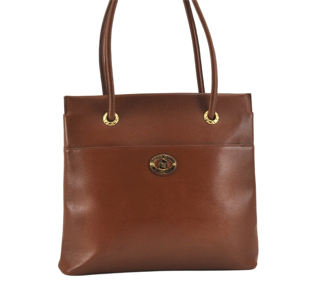 Authentic Burberrys Vintage Leather Shoulder Hand Bag Purse Brown 2758K