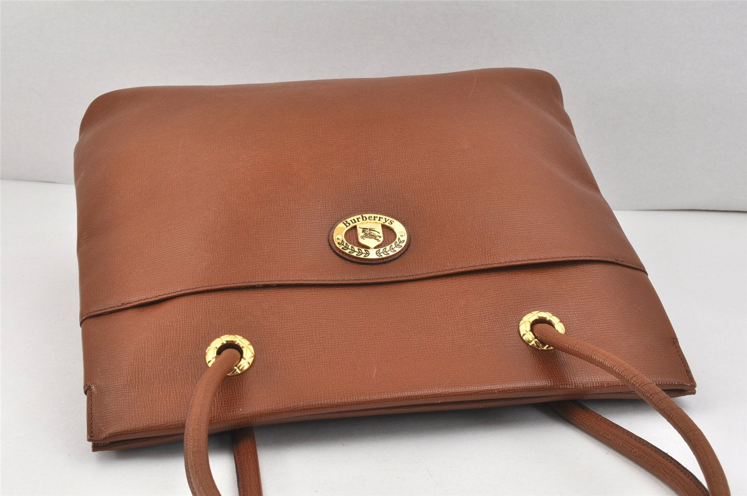 Authentic Burberrys Vintage Leather Shoulder Hand Bag Purse Brown 2758K