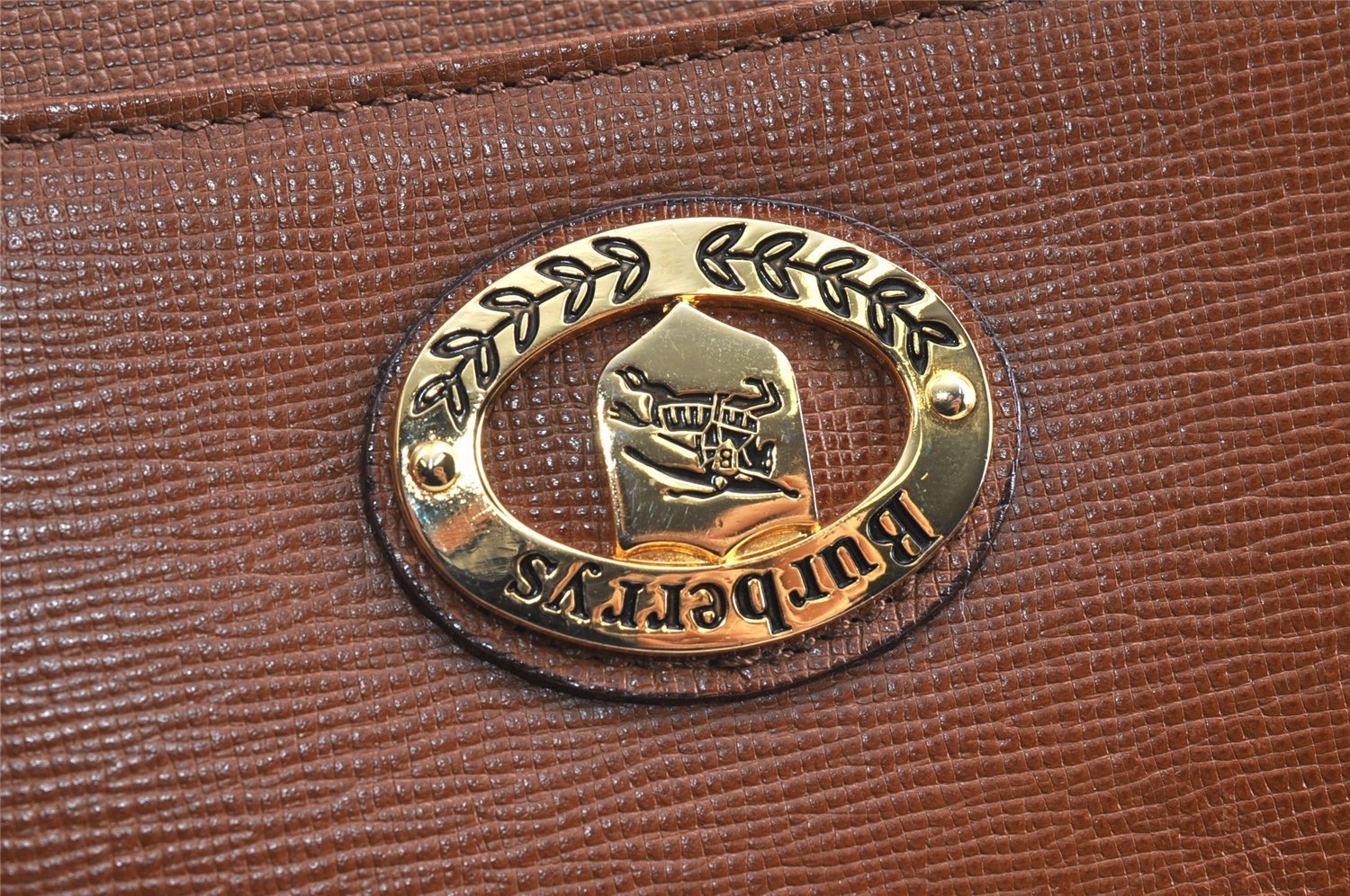Authentic Burberrys Vintage Leather Shoulder Hand Bag Purse Brown 2758K