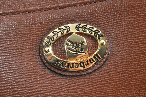 Authentic Burberrys Vintage Leather Shoulder Hand Bag Purse Brown 2758K
