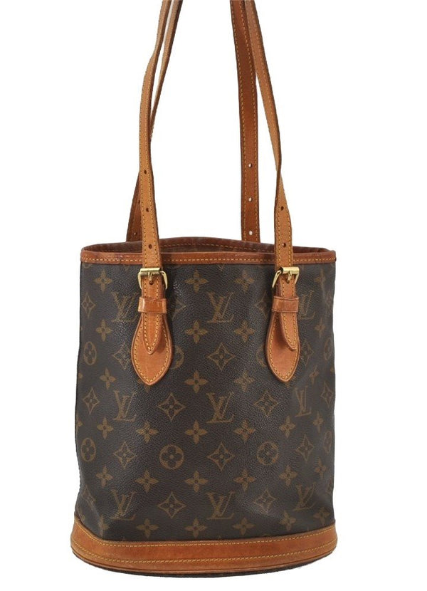 Authentic Louis Vuitton Monogram Bucket PM Shoulder Tote Bag M42238 Junk 2759J