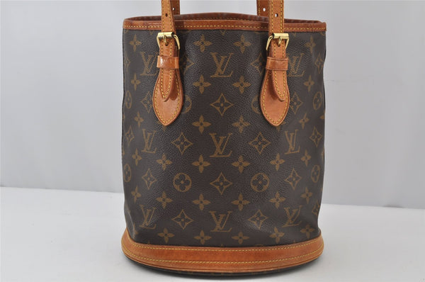 Authentic Louis Vuitton Monogram Bucket PM Shoulder Tote Bag M42238 Junk 2759J