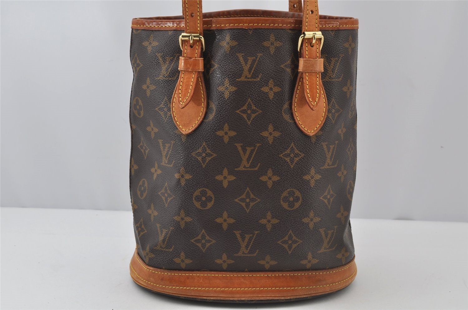 Authentic Louis Vuitton Monogram Bucket PM Shoulder Tote Bag M42238 Junk 2759J