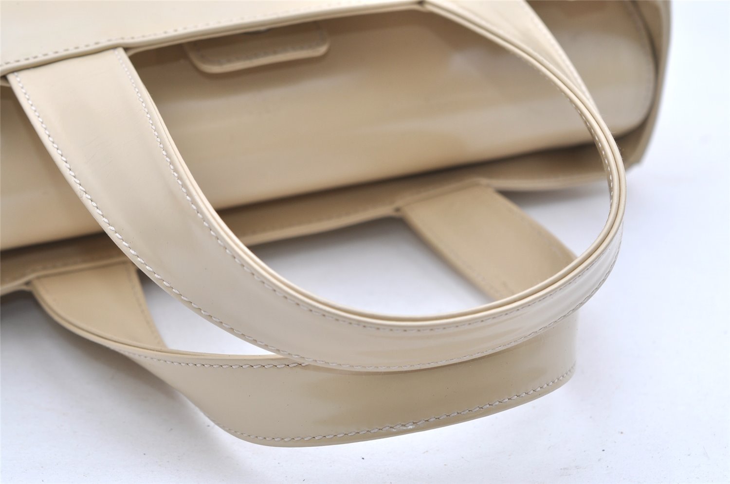 Authentic GUCCI Vintage 2Way Shoulder Tote Bag Enamel Beige Junk 2760K