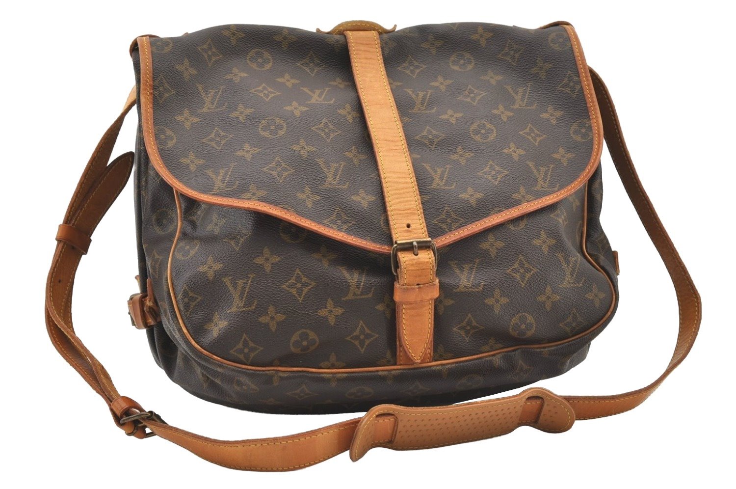Authentic Louis Vuitton Monogram Saumur 35 Shoulder Cross Bag M42254 LV 2761J