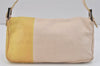 Authentic FENDI Mamma Baguette Shoulder Hand Bag Leather Beige Yellow 2761K