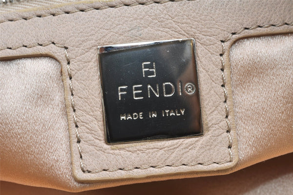 Authentic FENDI Mamma Baguette Shoulder Hand Bag Leather Beige Yellow 2761K