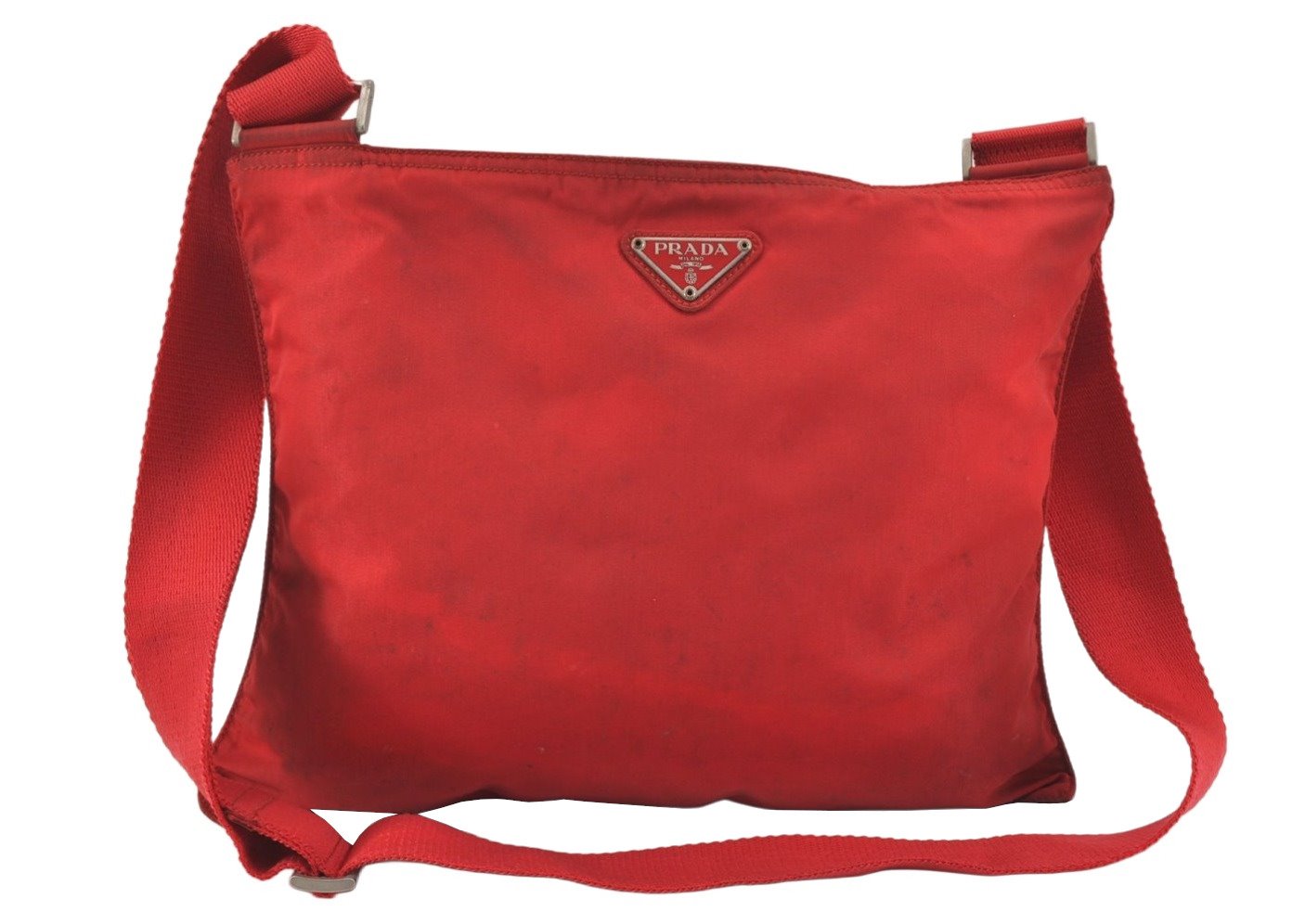 Authentic PRADA Vintage Nylon Tessuto Shoulder Cross Body Bag Red 2763K