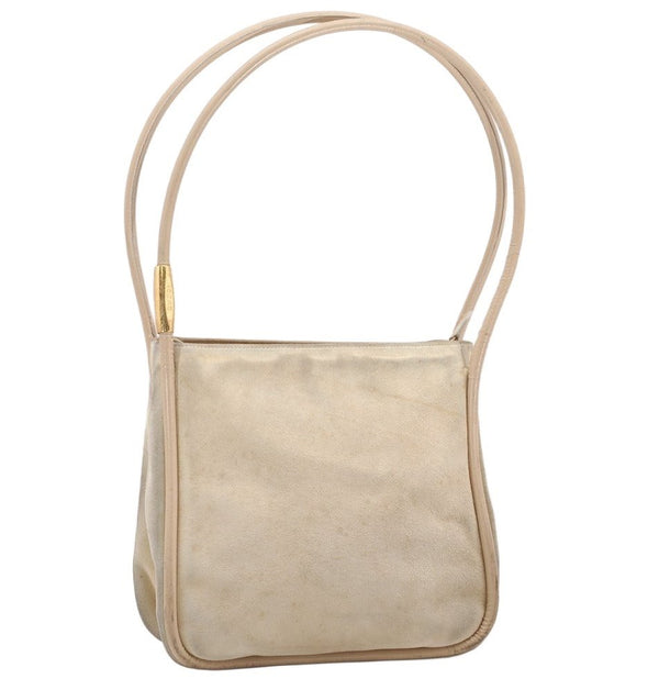 Authentic GUCCI Vintage Shoulder Tote Bag Suede Leather White Cream Junk 2764K