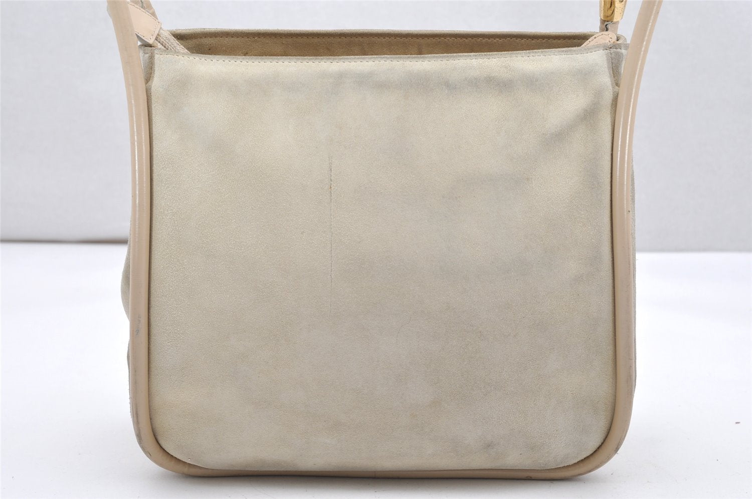 Authentic GUCCI Vintage Shoulder Tote Bag Suede Leather White Cream Junk 2764K