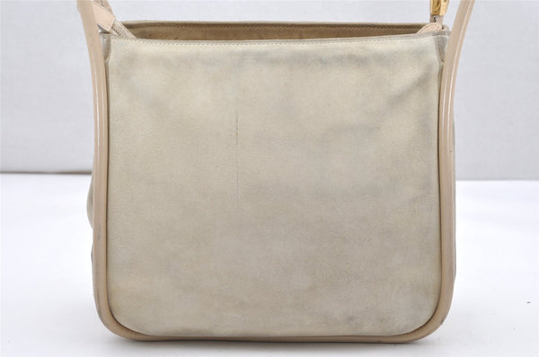 Authentic GUCCI Vintage Shoulder Tote Bag Suede Leather White Cream Junk 2764K