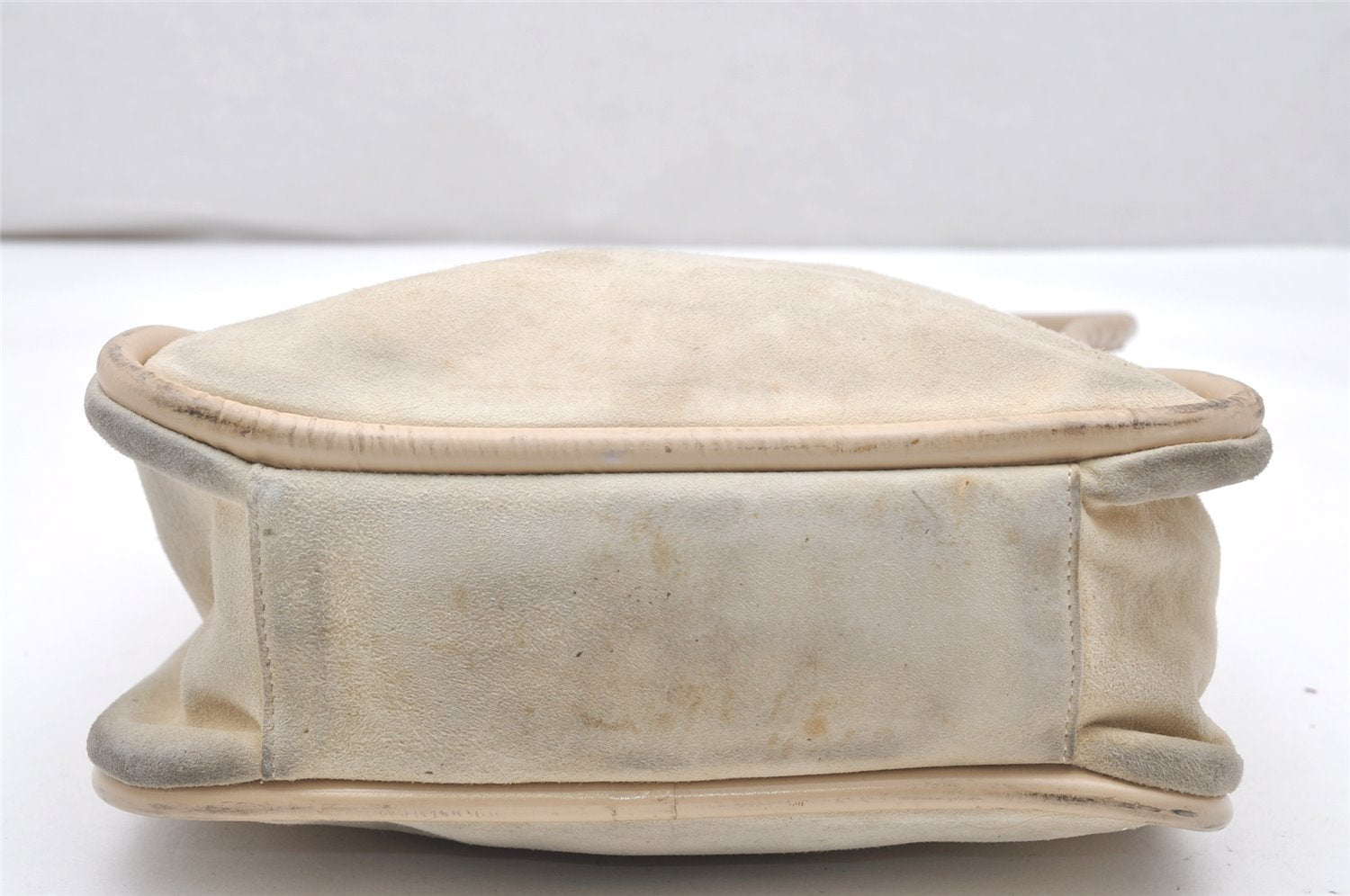Authentic GUCCI Vintage Shoulder Tote Bag Suede Leather White Cream Junk 2764K