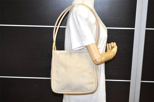 Authentic GUCCI Vintage Shoulder Tote Bag Suede Leather White Cream Junk 2764K