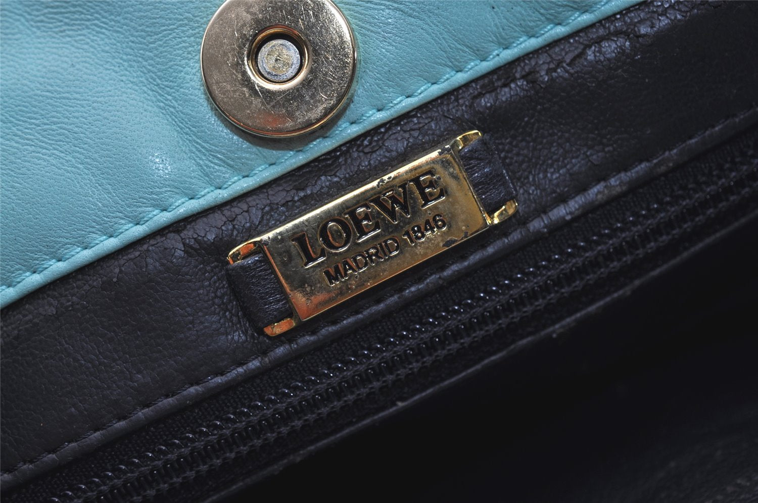 Authentic LOEWE Anagram Shoulder Cross Body Bag Purse Leather Light Blue 2766J