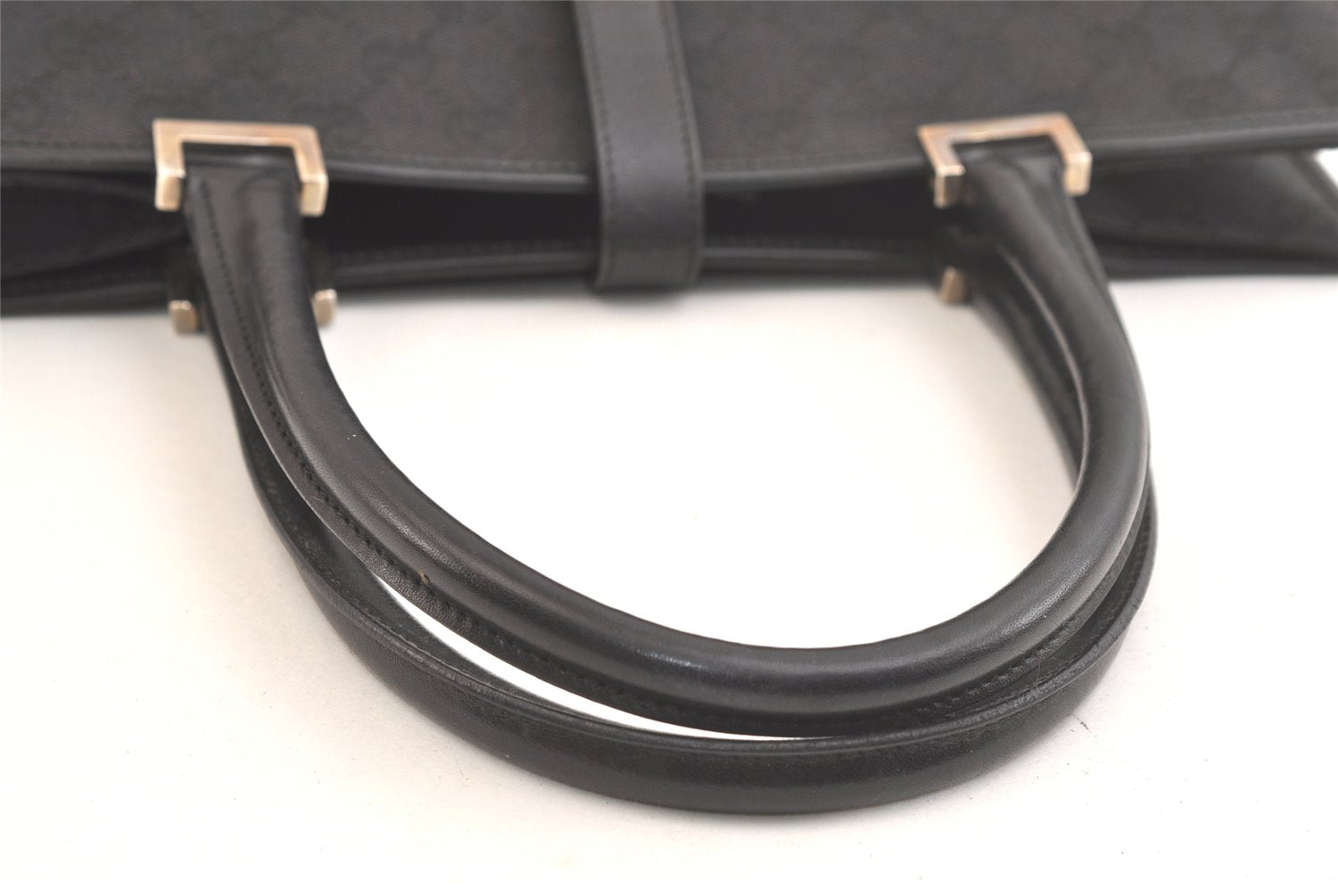 Authentic GUCCI Jackie Hand Tote Bag GG Canvas Leather 0021064 Black 2766K