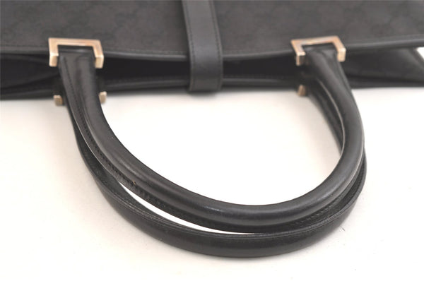 Authentic GUCCI Jackie Hand Tote Bag GG Canvas Leather 0021064 Black 2766K