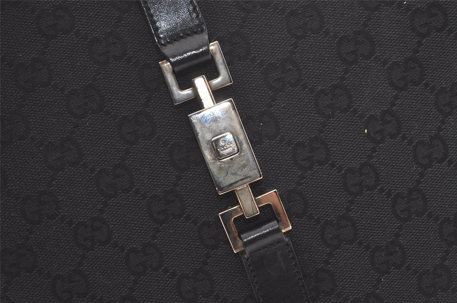 Authentic GUCCI Jackie Hand Tote Bag GG Canvas Leather 0021064 Black 2766K