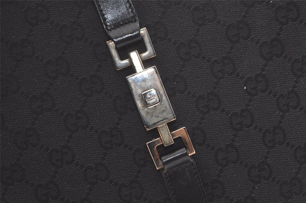 Authentic GUCCI Jackie Hand Tote Bag GG Canvas Leather 0021064 Black 2766K