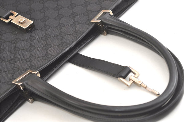 Authentic GUCCI Jackie Hand Tote Bag GG Canvas Leather 0021064 Black 2766K