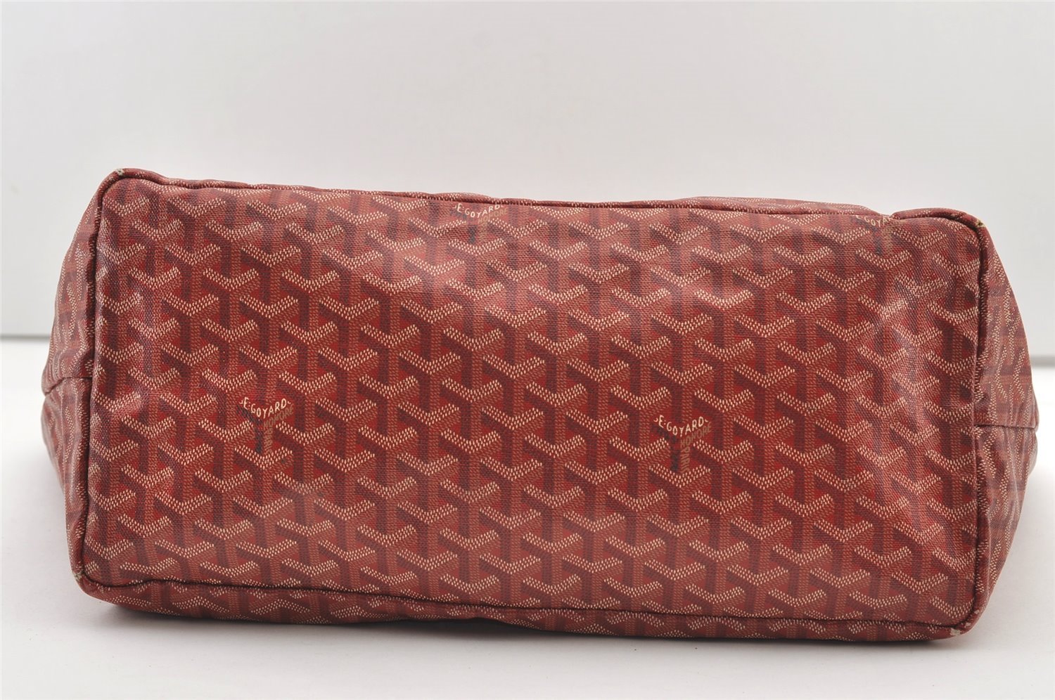 Authentic Goyard Vintage Saint Louis GM Shoulder Tote Bag PVC Leather Red 2767J