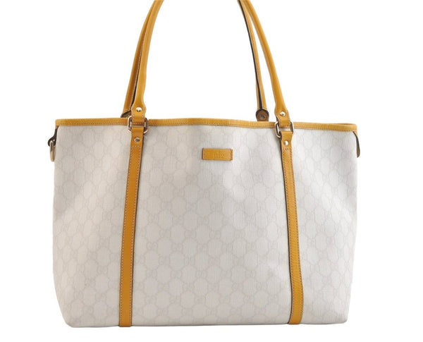 Authentic GUCCI Vintage Shoulder Tote Bag GG PVC Leather 197953 White 2767K