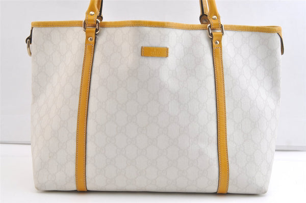 Authentic GUCCI Vintage Shoulder Tote Bag GG PVC Leather 197953 White 2767K
