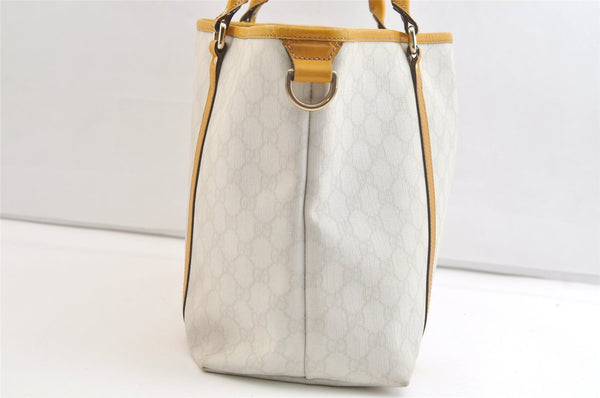 Authentic GUCCI Vintage Shoulder Tote Bag GG PVC Leather 197953 White 2767K