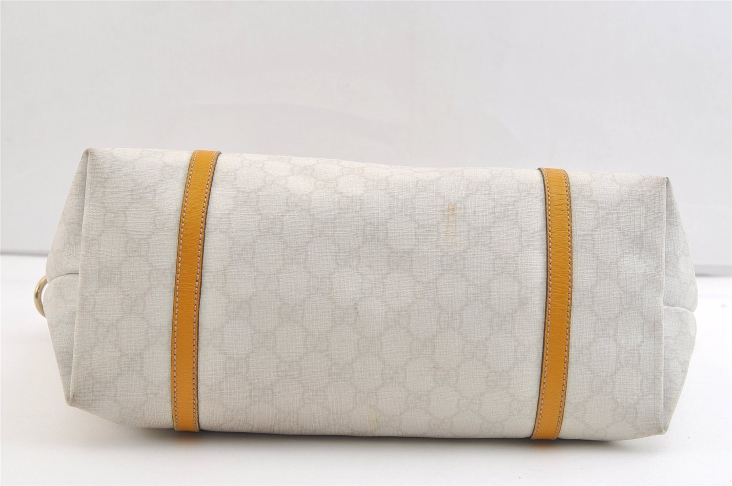 Authentic GUCCI Vintage Shoulder Tote Bag GG PVC Leather 197953 White 2767K