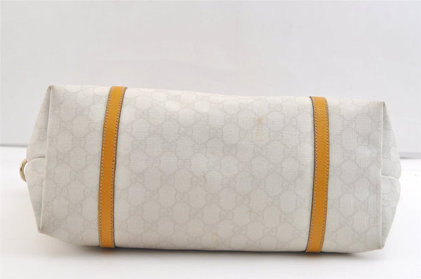 Authentic GUCCI Vintage Shoulder Tote Bag GG PVC Leather 197953 White 2767K