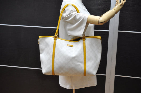 Authentic GUCCI Vintage Shoulder Tote Bag GG PVC Leather 197953 White 2767K