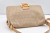 Authentic FENDI Zucchino Mamma Baguette Shoulder Bag Canvas Leather Beige 2769J