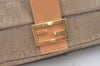 Authentic FENDI Zucchino Mamma Baguette Shoulder Bag Canvas Leather Beige 2769J