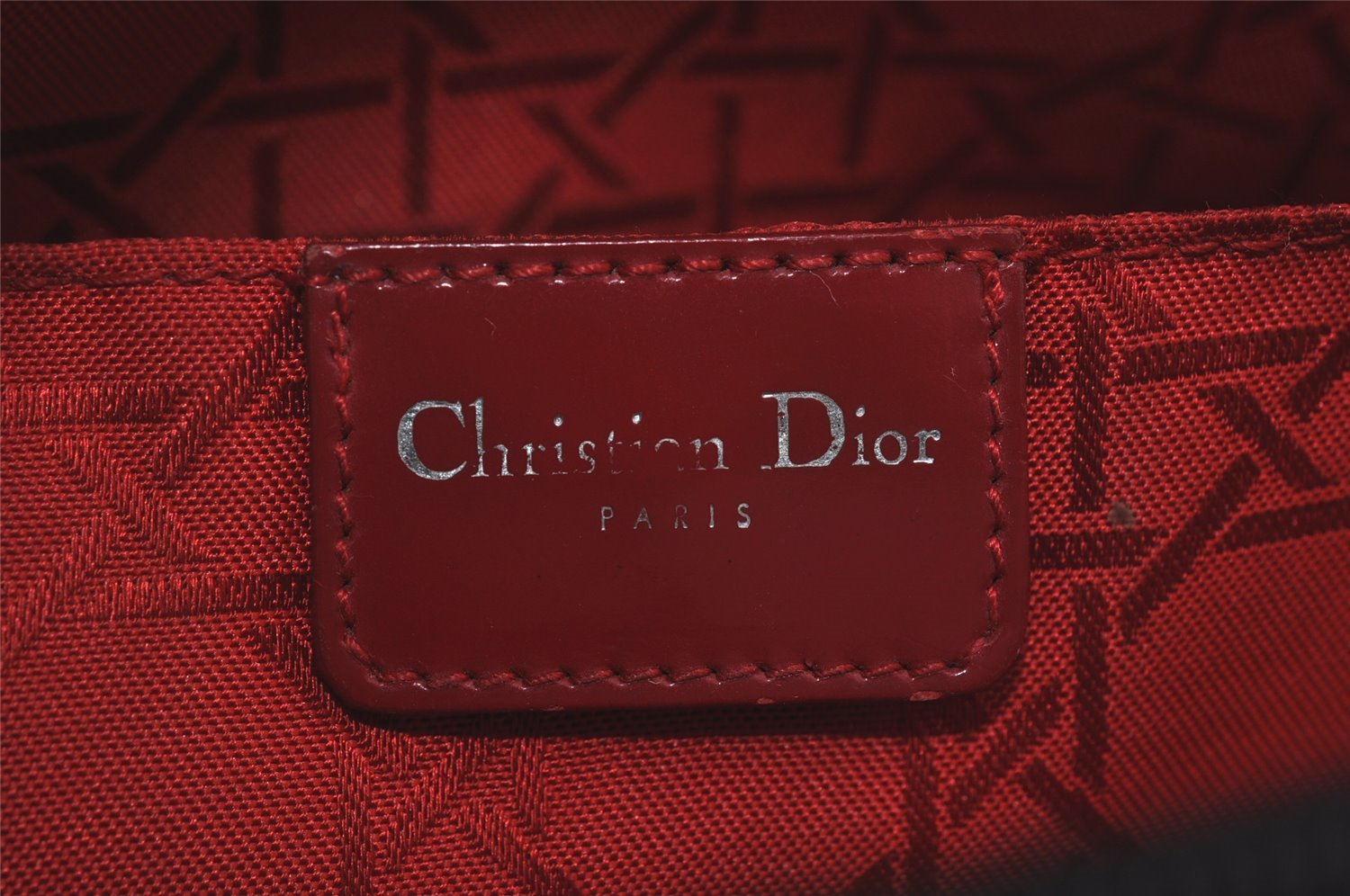 Authentic Christian Dior Lady Dior Cannage Nylon Enamel Hand Bag Black 2772I