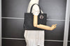 Authentic Christian Dior Lady Dior Cannage Nylon Enamel Hand Bag Black 2772I