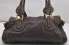 Authentic Chloe Vintage Paddington Leather Shoulder Hand Bag Brown 2772J