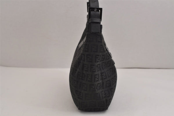 Authentic FENDI Zucchino Shoulder Hand Bag Purse Canvas Leather Black 2773J