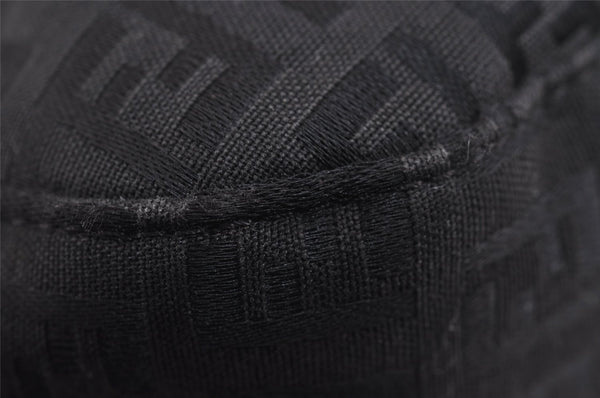 Authentic FENDI Zucchino Shoulder Hand Bag Purse Canvas Leather Black 2773J
