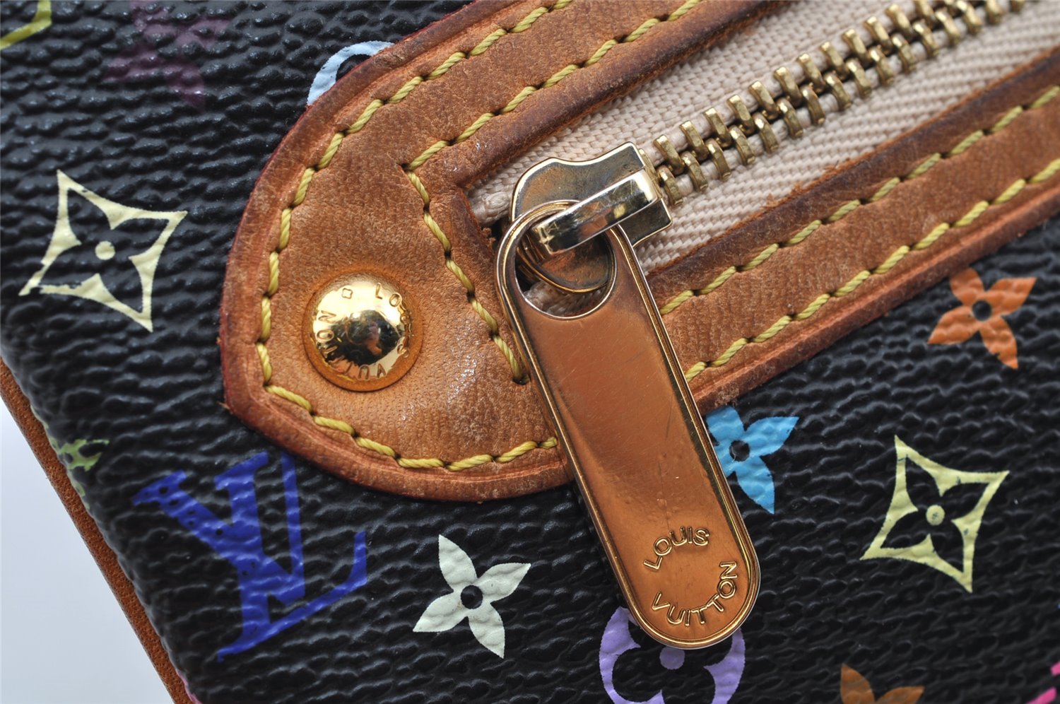 Auth Louis Vuitton Monogram Multicolor Pochette GM Pouch Black M60030 LV 2774I