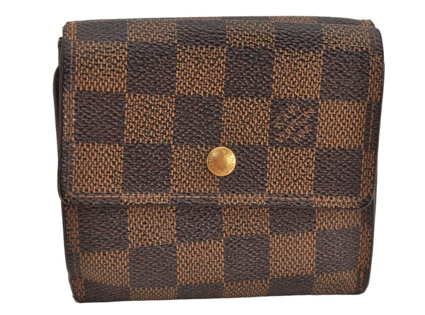 Authentic Louis Vuitton Damier Portefeuille Elise Bifold Wallet N61654 LV 2774K