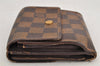 Authentic Louis Vuitton Damier Portefeuille Elise Bifold Wallet N61654 LV 2774K