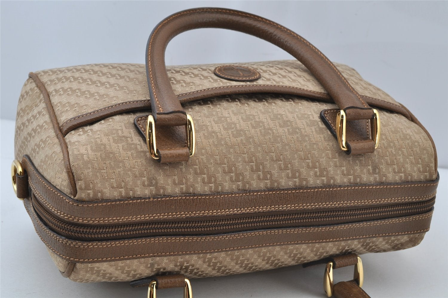 Authentic GUCCI 2Way Hand Boston Bag Purse GG Canvas Leather Beige Junk 2776J