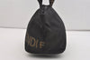 Authentic FENDI Vintage Hand Bag Purse Nylon Leather Black 2777J