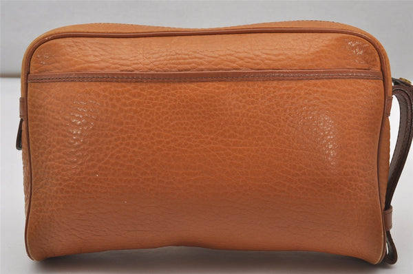Authentic Burberrys Vintage Leather Clutch Hand Bag Purse Brown 2778J