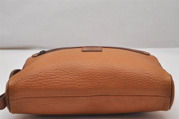 Authentic Burberrys Vintage Leather Clutch Hand Bag Purse Brown 2778J