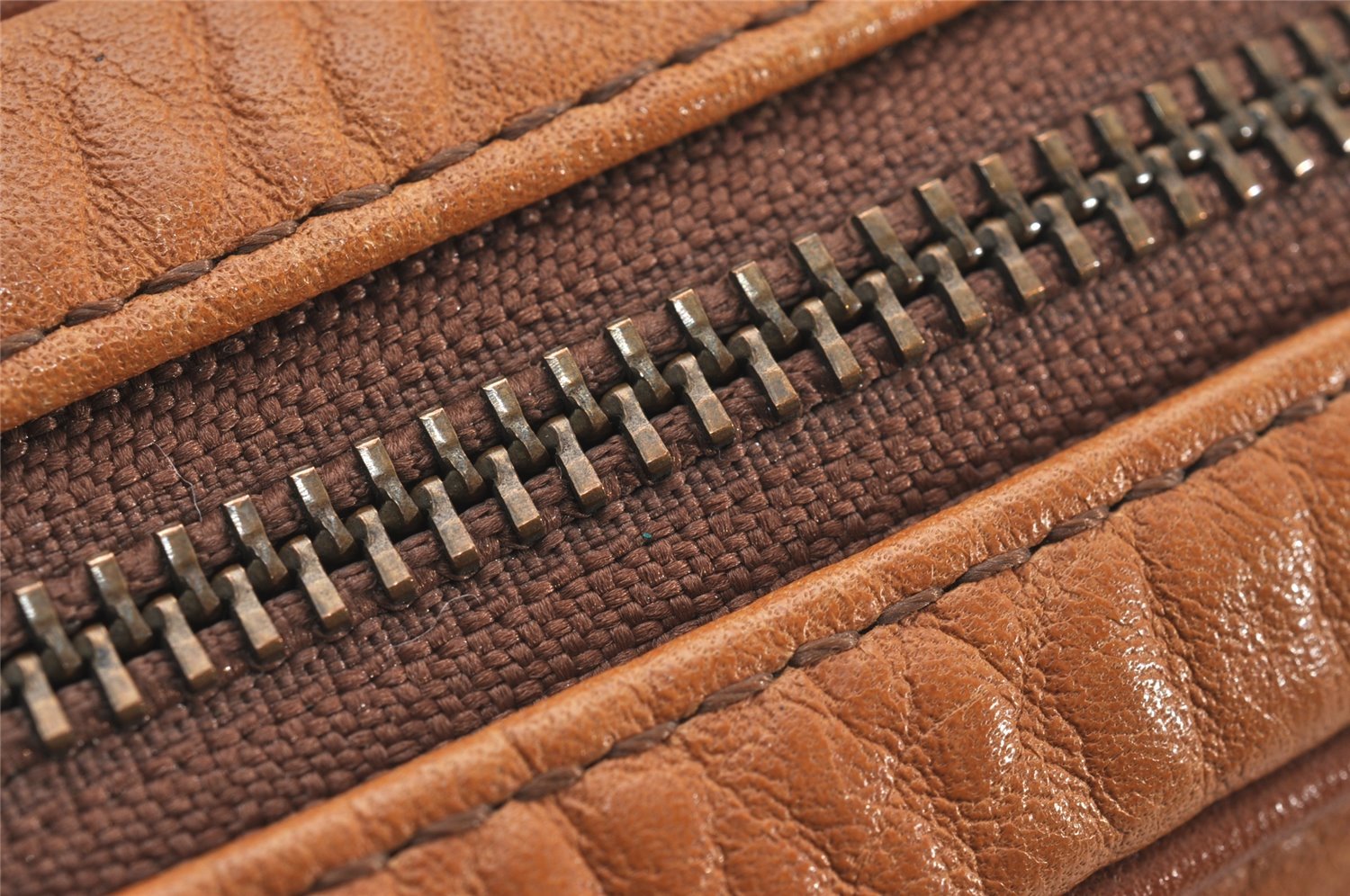 Authentic Burberrys Vintage Leather Clutch Hand Bag Purse Brown 2778J