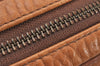 Authentic Burberrys Vintage Leather Clutch Hand Bag Purse Brown 2778J
