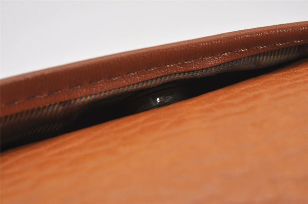 Authentic Burberrys Vintage Leather Clutch Hand Bag Purse Brown 2778J