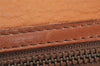 Authentic Burberrys Vintage Leather Clutch Hand Bag Purse Brown 2778J