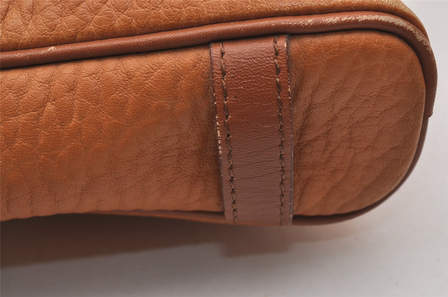 Authentic Burberrys Vintage Leather Clutch Hand Bag Purse Brown 2778J
