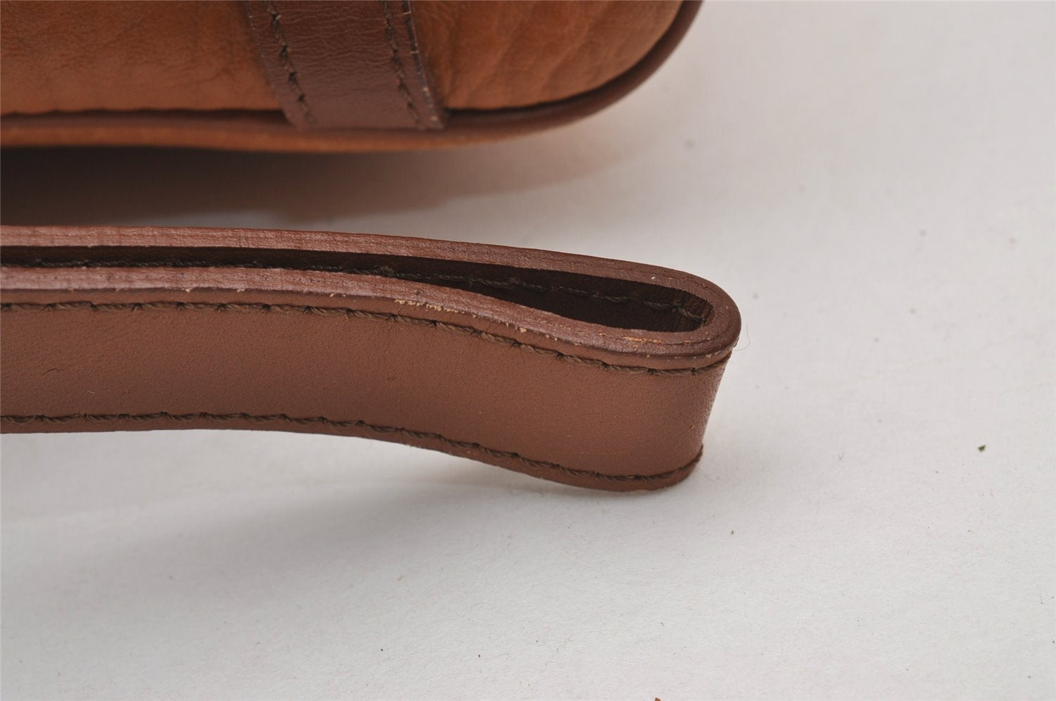 Authentic Burberrys Vintage Leather Clutch Hand Bag Purse Brown 2778J
